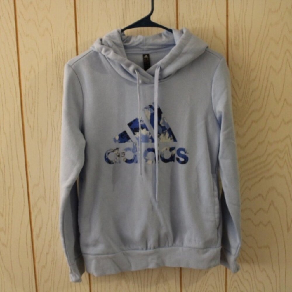 Adidas Women's Blue Hooded Sweatshirt - Small